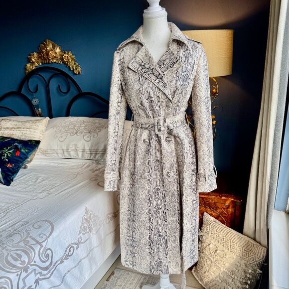 Avec Les Filles Snake Print Heavy Double Breasted Trench Coat NWOT - Picture 2 of 16